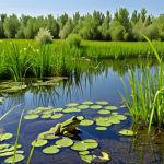 **Image Prompt:** A serene wetland scene in Turkey, teeming with life. Focus on crystal-clear water reflecting the sky, surrounded by lush green reeds and diverse native plants. Show various amphibian species (frogs, newts) thriving in their natural habitat. The scene should evoke a sense of healthy ecosystem and biodiversity. Capture the beauty of nature in spring.