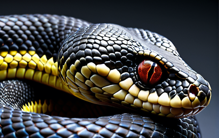 **
Close-up, dramatic molecular visualization of snake venom. Intricate details of the venom's components, highlighting specific toxins and their interactions. Focus on the application of molecular analysis techniques, showing the complexity and cutting-edge research.
**